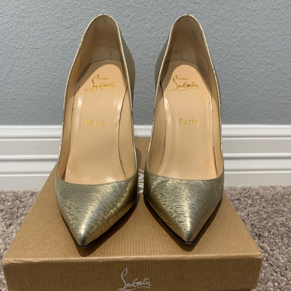 Christian louboutin metallic pumps